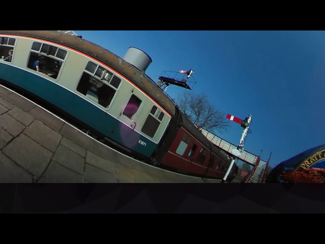 catching the diesel train at Ramsbottom station England 2017 chocolate festival