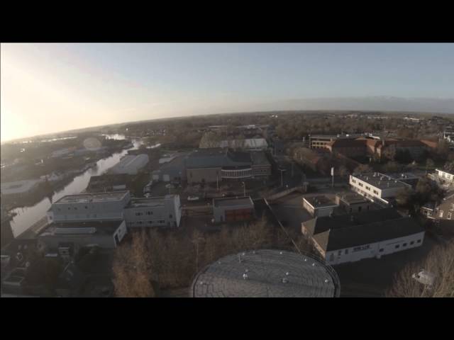 Sneek from a plane: Gashouder & inner city