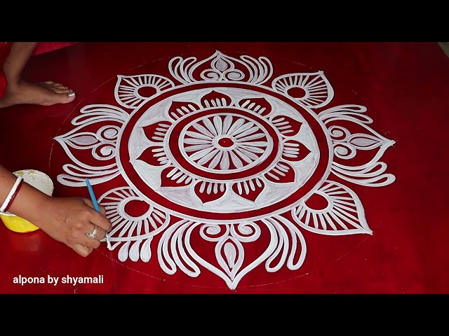 simple and easy alpona design for laxmi puja / simple rangoli design / easy kolam design