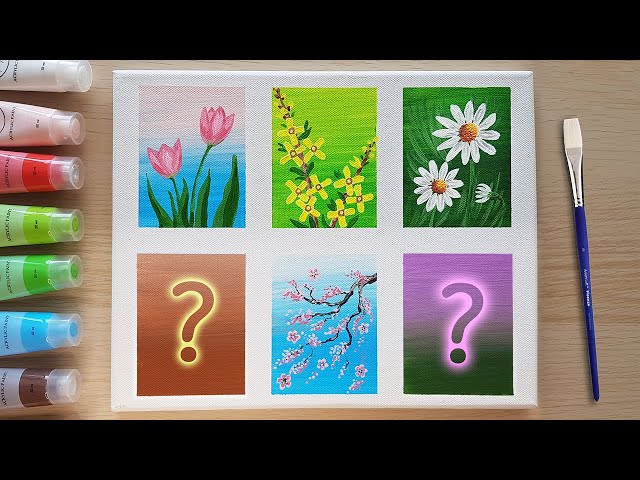 🌿EASY FLOWERS - Tulip Daisy Cherry Blossom - Relaxing Acrylic Painting Techniques for Beginners