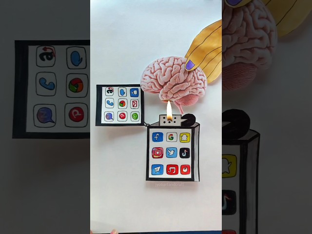 Mobile phone addiction 💀📱🔥🧠 Deep meaningful art #shorts #jyotiartandcraft #deep #art #youtubeshorts