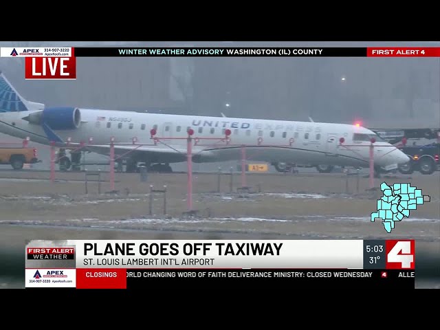 Plane goes off taxiway at Lambert International Airport