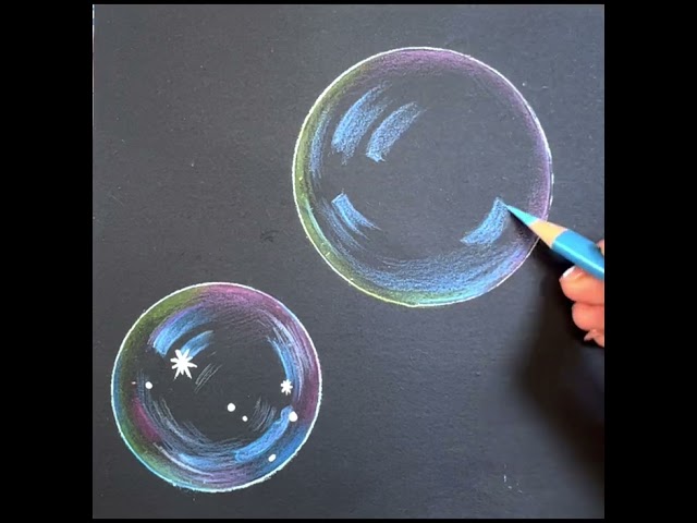 彩铅简单画泡泡 (Simple drawing of bubbles with colour pencils)