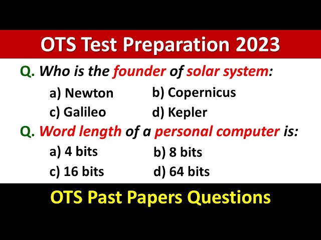 OTS Test Preparation 2023 | OTS Past Papers 2023 | OTS Test Wapda | OTS Test Mcqs | OTS Test 2023