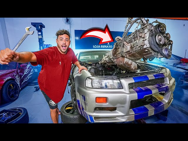 EU MESMO TIREI O MOTOR DO SKYLINE R34 SOZINHO