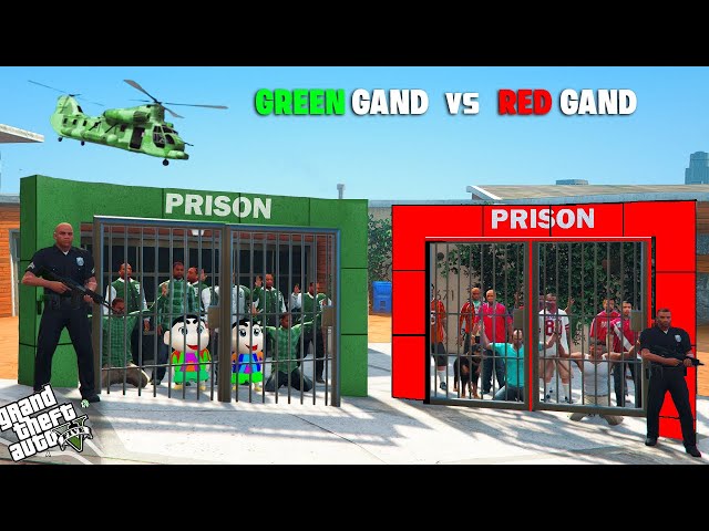 Franklin Red Gang VS Shinchan Green Gang Arrested In Prison In GTA 5!