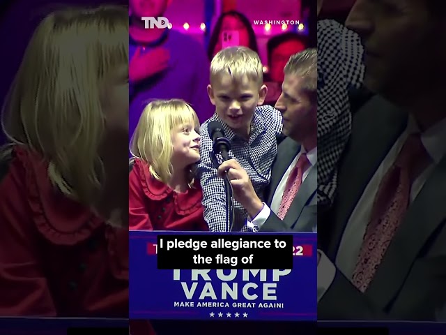 Eric and Lara Trump and their kids walk out to say the Pledge of Allegiance at Trump's final rally