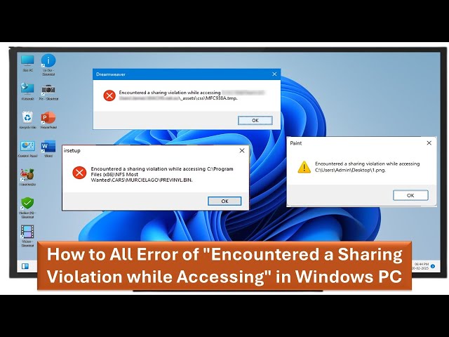 How to All Error of Encountered a Sharing Violation while Accessing in Windows PC