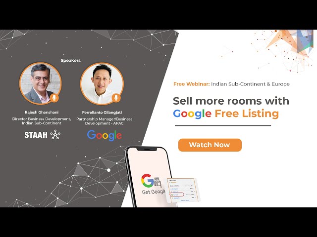 STAAH Webinar Sell More Rooms with Google Free Listing Indian Sub-Continent & Europe