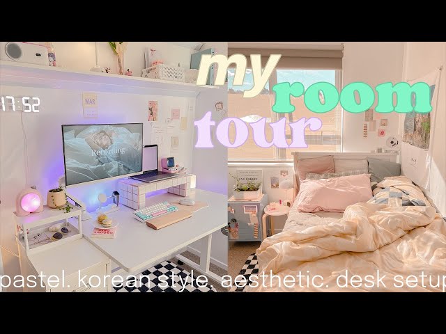 pastel room tour & desk setup 🛼  korean/pinterest inspired + links