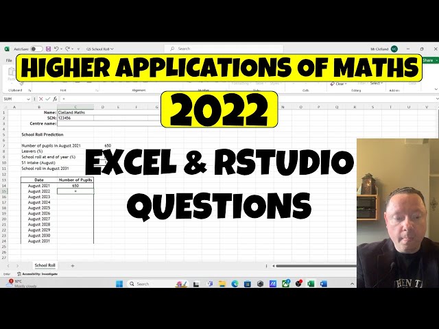 Higher Applications Of Maths 2022 - Data Files | EXCEL | RSTUIDO