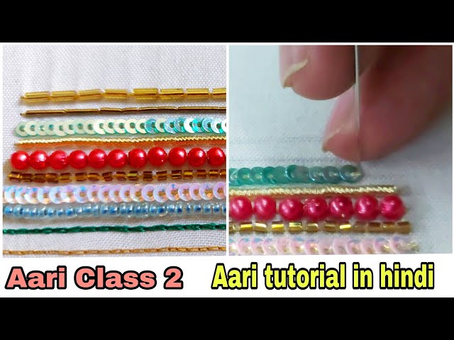 Aari work class 2 |Aari Basic Class 2|10 Different Type Material Stitch for beginners |Designer Razi