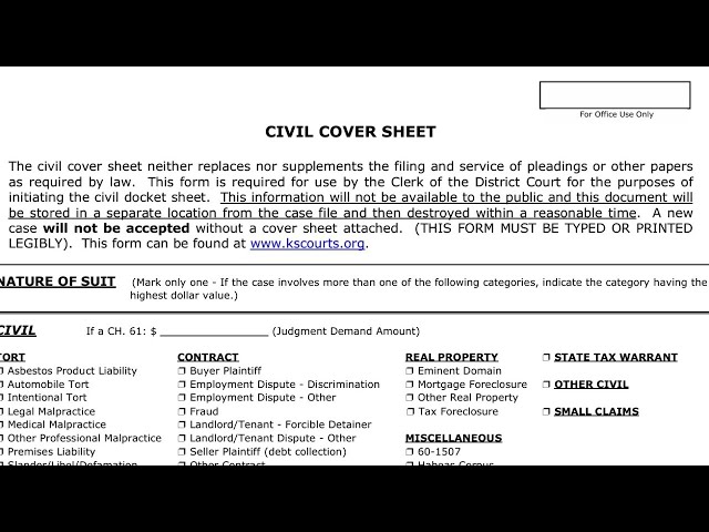 REVIEW THE CIVIL COVER SHEET- LIMITATIONS