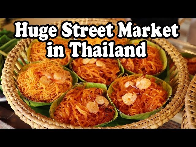 Street Food & Shopping at a Huge Street Market in Thailand. Thai Street Food in Nakhon Si Thammarat