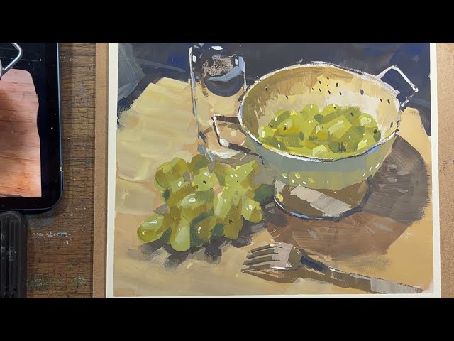 Some Grapes in Gouache