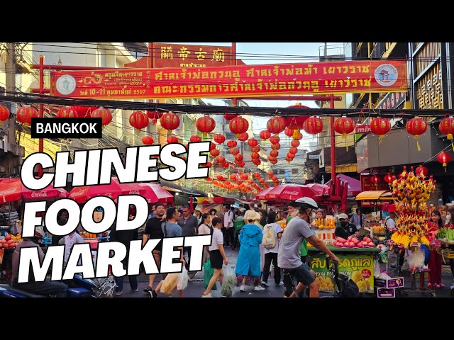 [4K UHD] Chinese Food Market in Bangkok's Chinatown on Lunar New Year 2025