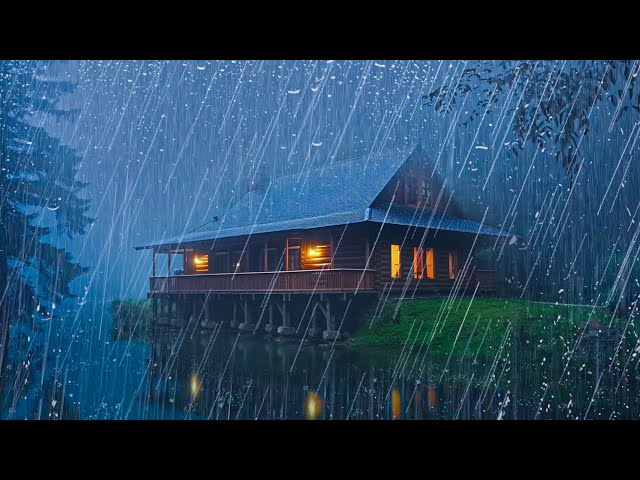 Relaxing Rain for Sleeping – Overcome Insomnia in 5 Minutes with Heavy Rain and Thunder at Night