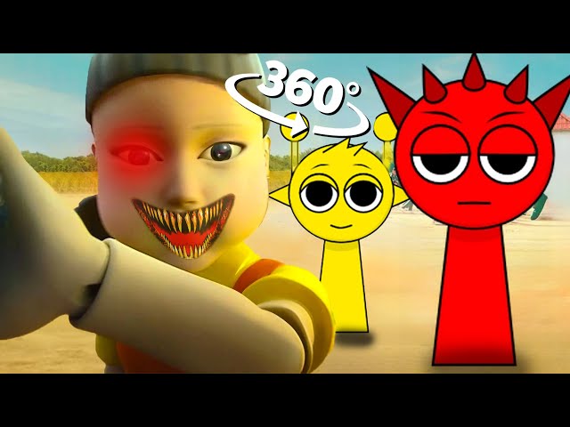 Incredibox Sprunki in SQUID GAME | 360° VR | 8K | Red Light Green Light Game |