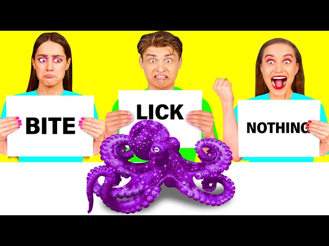 Bite, Lick or Nothing Challenge | Fantastic Food Hacks by DaRaDa Challenge