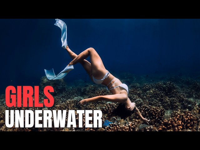 Women in bikini stunning swimming Underwater Videos! 4K Sports Film