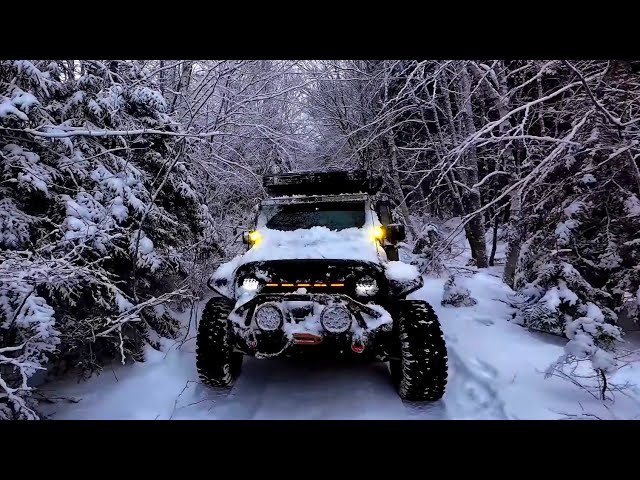 Overland Jeep Winter Snow Camping