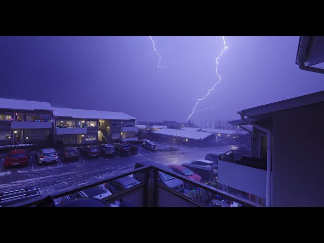 Rare thunderstorm in Reykjavík, Iceland