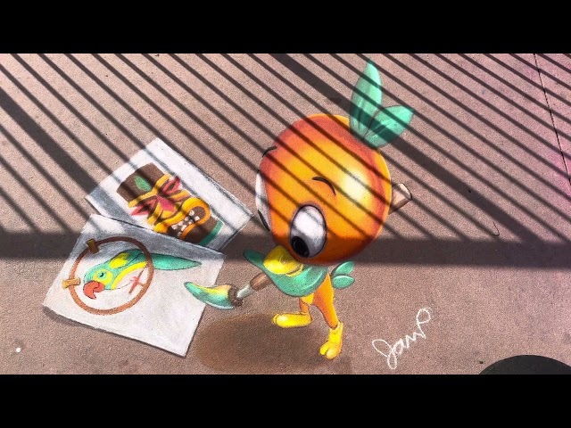 Orange Bird Chalk Drawing at EPCOT January 2025