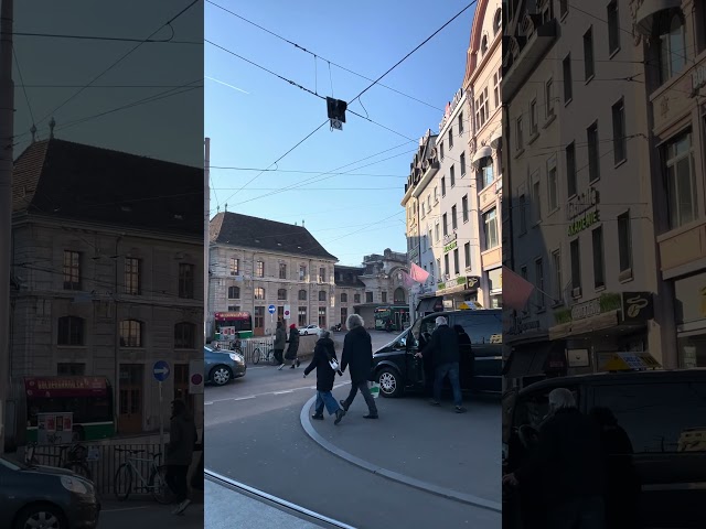 OUTSIDE BASEL STATION - TRAMS, TRAINS AND CITY LIFE