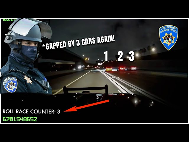 California Highway Patrol gets F***ING GAPPED by BMW M4 watching 3 Roll RACES!