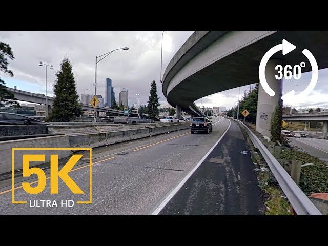 Seattle Traffic in 5K 360° VR Video - Seattle Highways & Stadiums