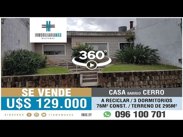 360º - En Venta: 3 Dorm Amplio Terreno | Cerro