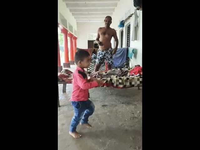 Maxwell is doing yoga with his uncle Vishal Singh