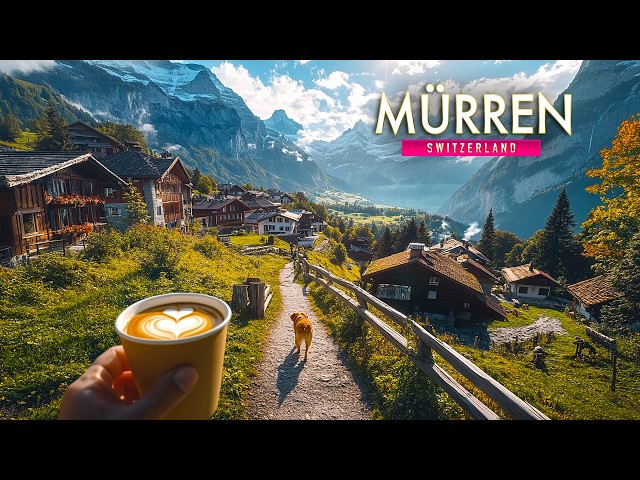 Mürren, Fairytale town on a hill of Switzerland, Walking tour 4k