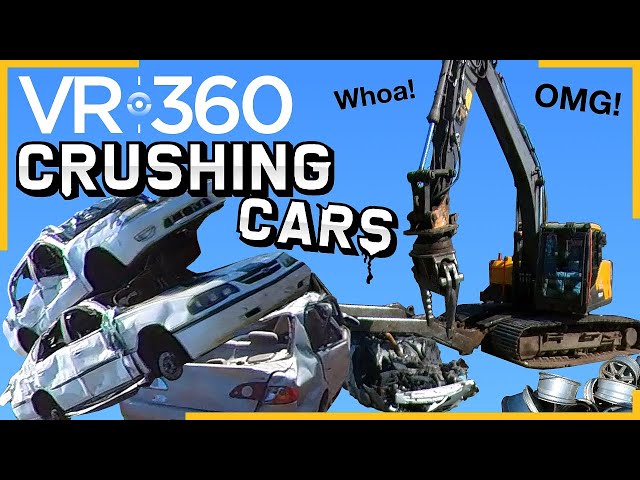 VR 360 Crushing Cars Mega Auto Recycling in 5k, Immersive