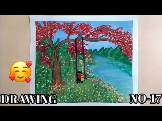 HOW TO MAKE SAWAN SCENERY/SCENERY DRAWING / SAWAN DRAWING