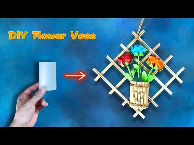 DIY Flower Vase Craft | How To Make A Flower Vase From A Toilet Paper Roll | Home Decor Ideas