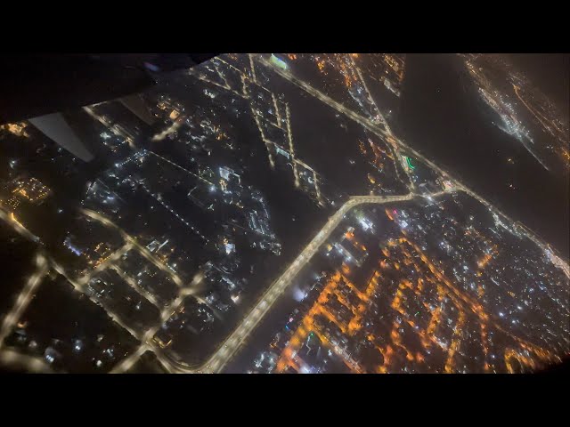 Flight take off night view at MCT #Night view #muscat #fentastic #oman #droneview #MCT #visualfeast