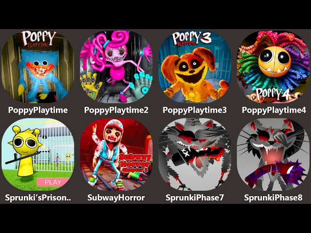 Poppy Playtime Chapter 4+3+2,Sprunki Barry's Prison Run,Subway Horror 3,Incredibox Sprunki Phase 7+8