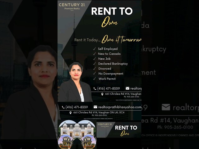 Rent to Own offer:☎️4164718339 Prathibha(Century 21):Ad #realestate #realestateagent #canada#me#life