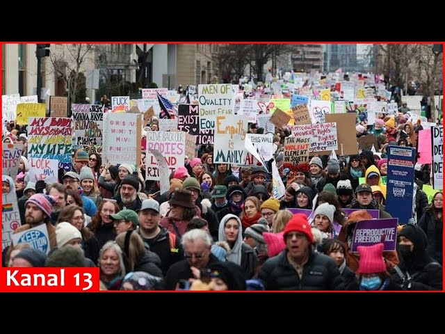 Demonstrators take part in People’s March in Washington, before Trump’s Inauguration