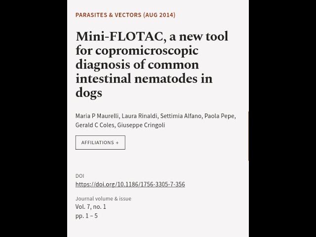 Mini-FLOTAC, a new tool for copromicroscopic diagnosis of common intestinal nematodes... | RTCL.TV