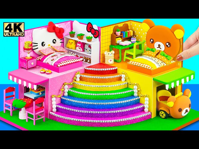 Make Hello Kitty House with Cutest Bear Bedroom, Yellow Room for Rilakkuma ❤️ DIY Miniature House