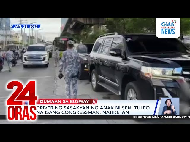 Driver ng sasakyan ng anak ni Sen. Tulfo na isang congressman, natiketan | 24 Oras