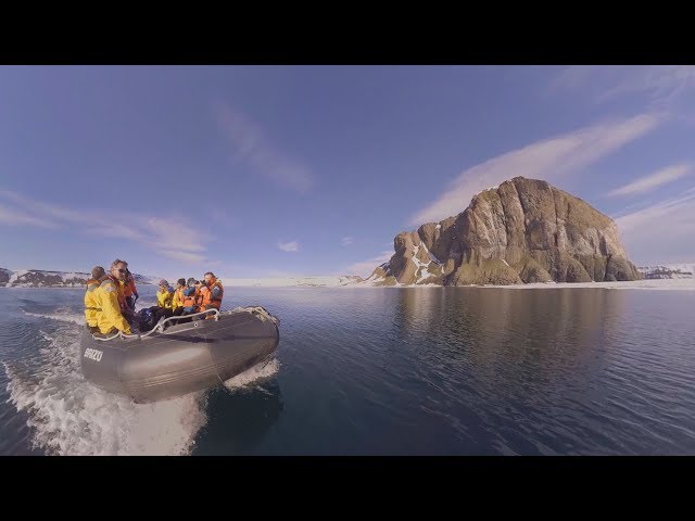 North Pole: Zodiac cruising at Franz Josef Land (360° VR)