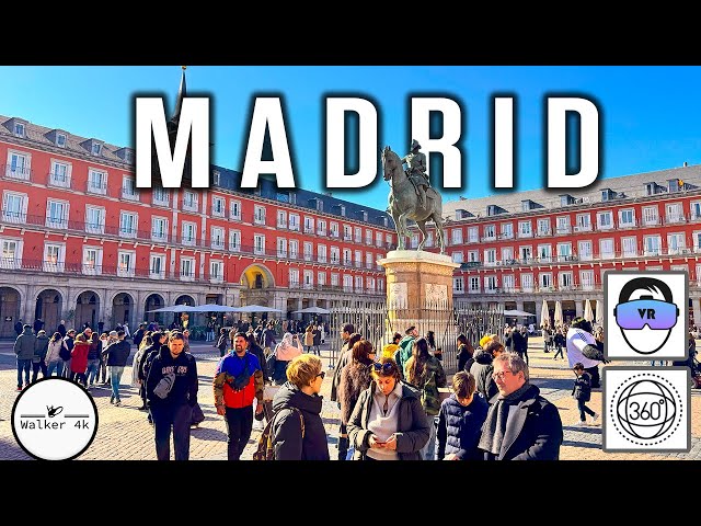 MADRID, Spain 🇪🇸 8K Walking Tour through the Winter Charm of the City Center (PORTA DEL SOL) VR 360